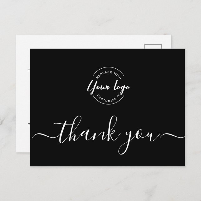 Professional Business Logo Corporate Black white Postcard (Front/Back)