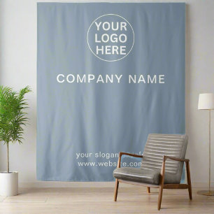 Professional Business Logo Dusty Blue Branded  Tapestry
