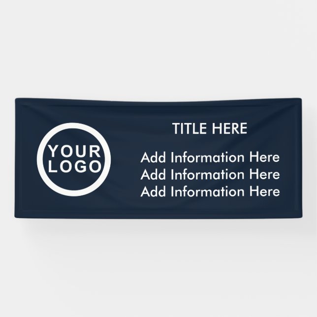 Professional Business Logo Modern Navy Blue White Banner (Horizontal)