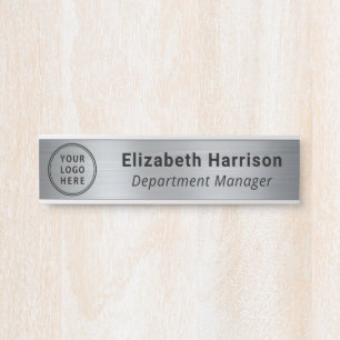 Professional Business Logo Name Silver Door Sign