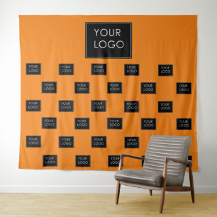 Professional Business Logo Orange Fair Backdrop  Tapestry