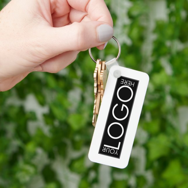 Professional Business Logo Promo QR Code White Key Ring (Hand)