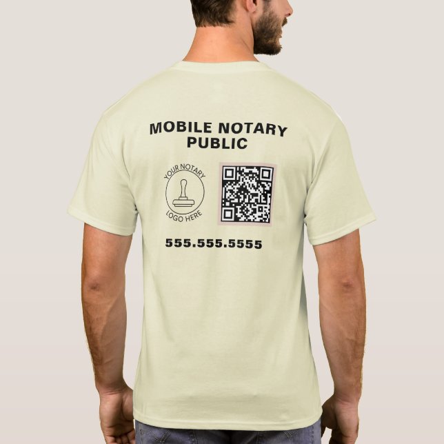 Professional Business Logo QR Code Notary Work T-Shirt (Back)