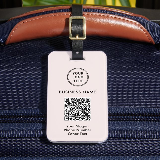 Professional Business Logo QR Code Pink Luggage Tag (Front Insitu 2)
