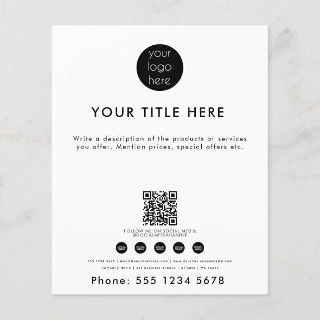 Professional Business Logo QR Code Social Media Flyer (Front)