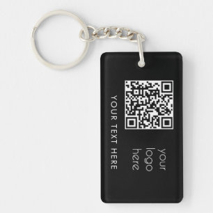 Professional Business Logo QR Code & Text Black Key Ring