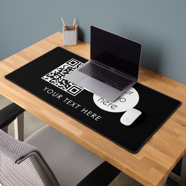Professional Business Logo QR Code & Text  Desk Mat (Office 2)