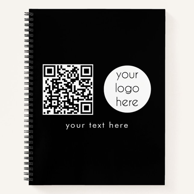 Professional Business Logo QR Code & Text  Notebook (Front)