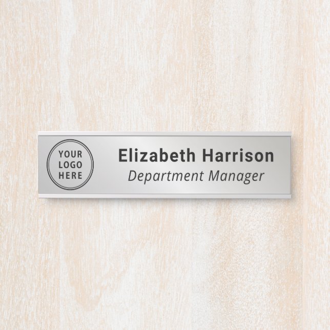 Professional Business Logo Silver Name Door Sign (Front)