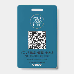 Professional Business Logo & Text Company QR Code  ID Badge
