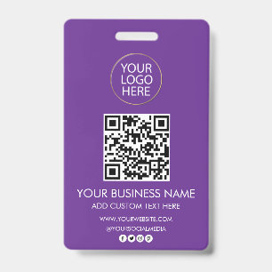 Professional Business Logo & Text Company QR Code ID Badge
