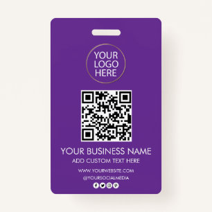 Professional Business Logo & Text Company QR Code  ID Badge