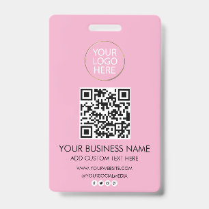 Professional Business Logo & Text Company QR Code ID Badge