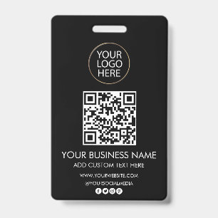 Professional Business Logo & Text Company QR Code  ID Badge