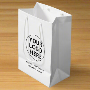 Professional Business Logo & Text l Black & White Medium Gift Bag