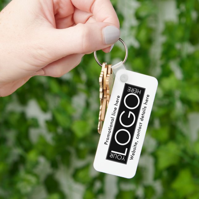 Professional Business Logo Text Promo Gifts White Key Ring (Hand)