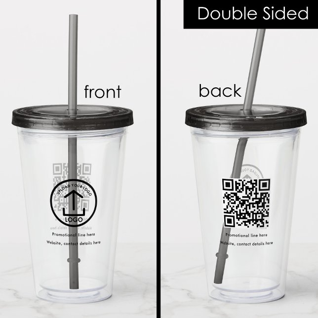 Professional Business Logo Text Promo QR Code Acrylic Tumbler (Professional Business Logo Text Promo QR Code Acrylic Tumbler)