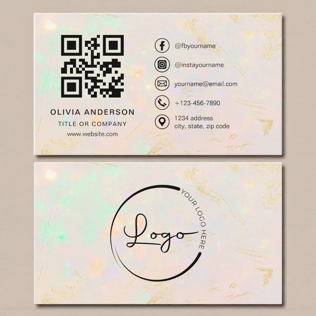 Professional Business Opal QR Code Business Card (Creator Uploaded)