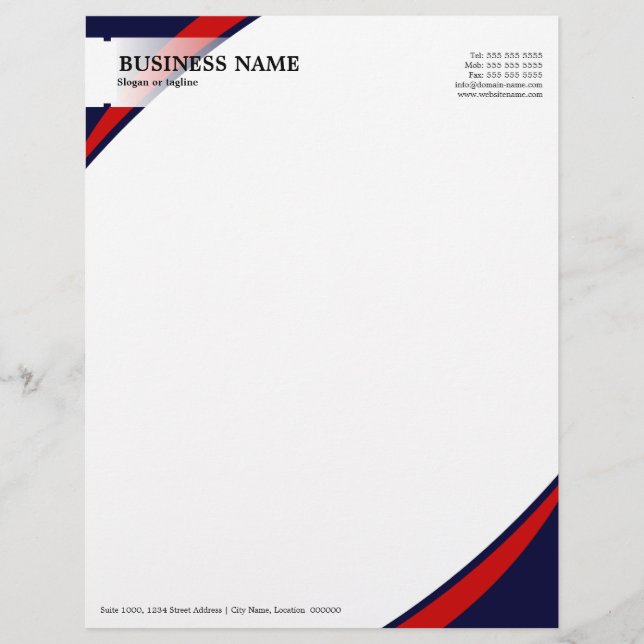 Professional Business Red Blue Letterhead Template (Front)