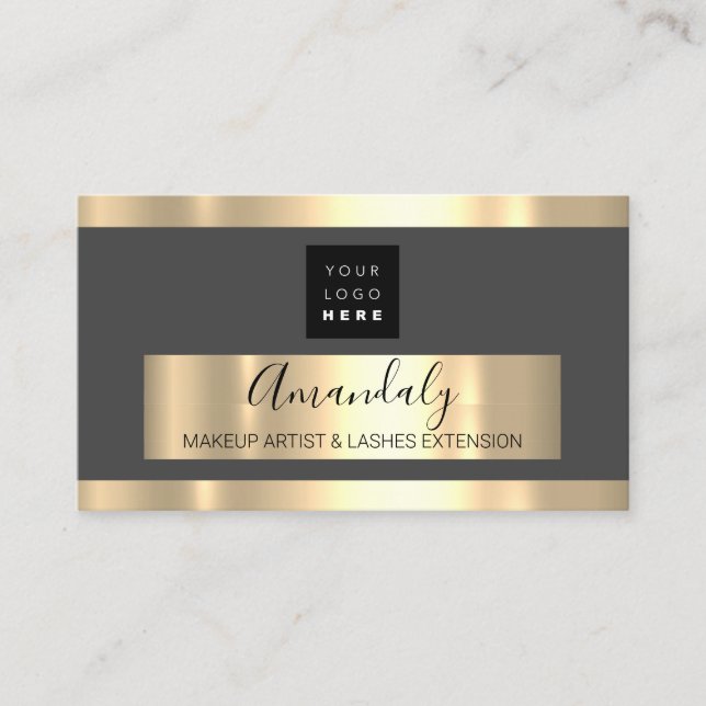 Professional Business Services Gold Logo VIP Grey Business Card (Front)