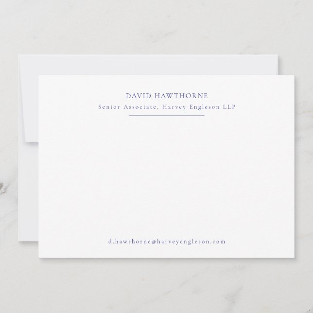 Professional Business Simple Navy and White Note Card (Front)