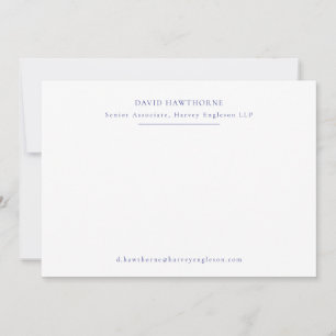 Professional Business Simple Navy and White Note Card