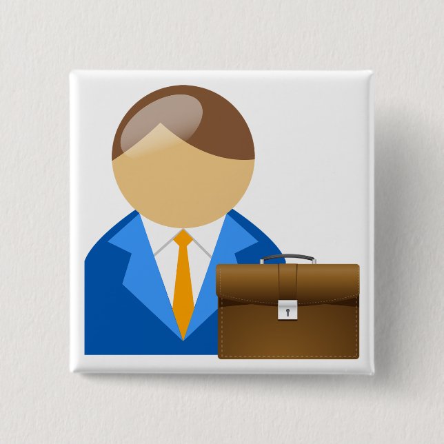Professional Businessman Icon with Briefcase 15 Cm Square Badge (Front)