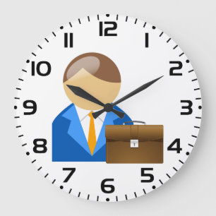Professional Businessman Icon with Briefcase Large Clock