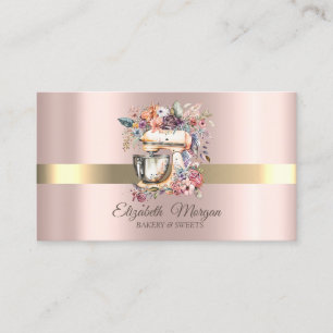 Professional Cake Floral Mixer Bakery Rose Gold Business Card