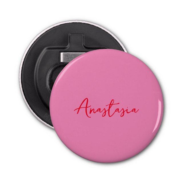 Professional calligraphy name custom pink bottle opener (Front)
