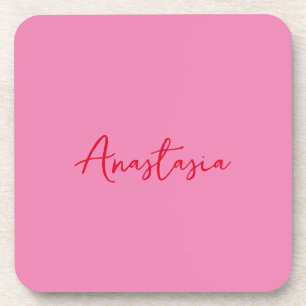 Professional calligraphy name custom pink coaster