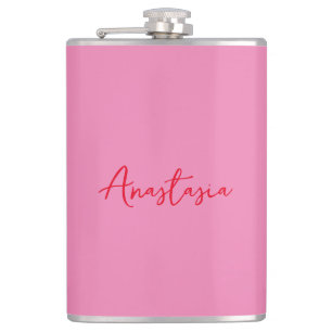 Professional calligraphy name custom pink hip flask