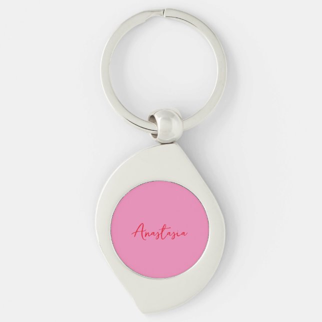 Professional calligraphy name custom pink key ring (Front)