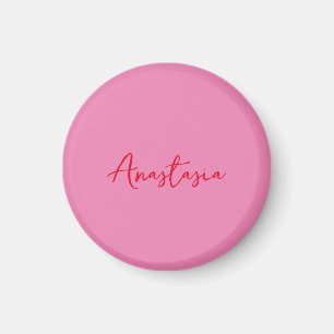 Professional calligraphy name custom pink magnet