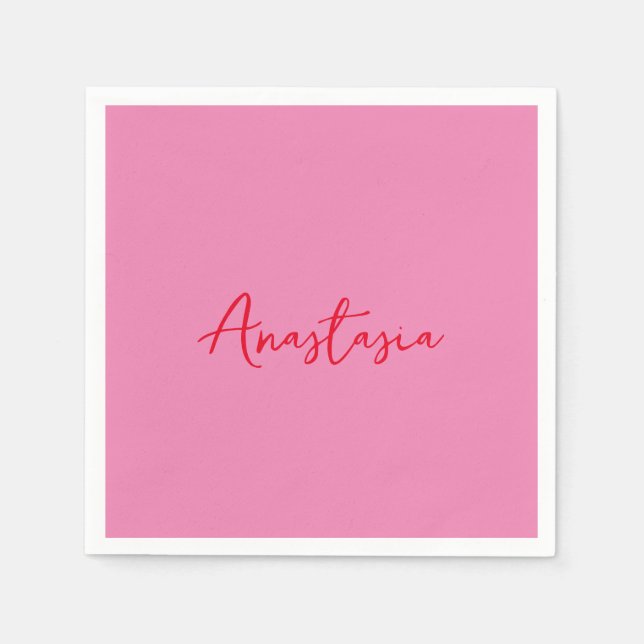 Professional calligraphy name custom pink napkin (Front)