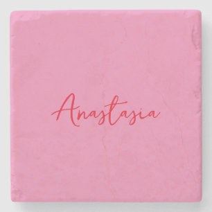 Professional calligraphy name custom pink stone coaster