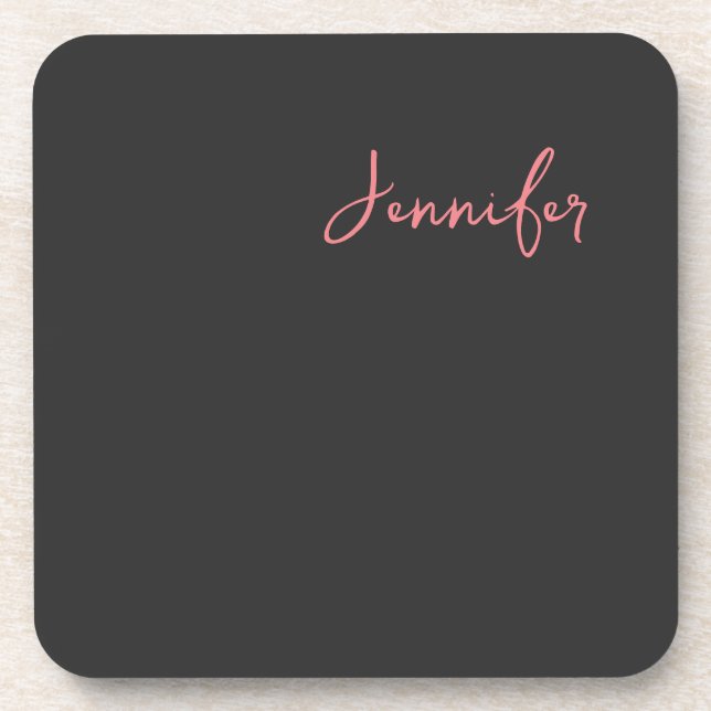 Professional Calligraphy Name Minimalist Plain  Coaster (Front)
