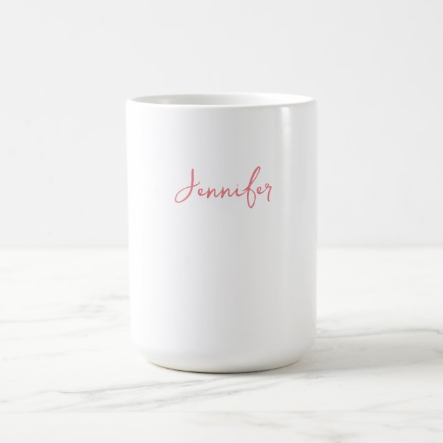 Professional Calligraphy Name Minimalist Plain  Coffee Mug (Center)