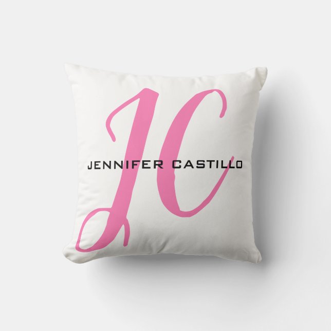 Professional Calligraphy Script Monogram Girly Cushion (Front)