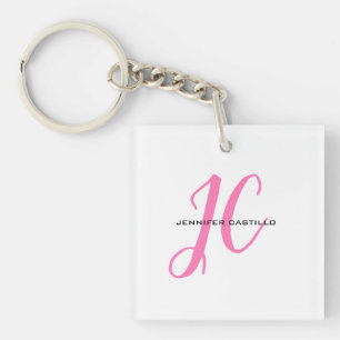 Professional Calligraphy Script Monogram Girly Key Ring