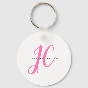 Professional Calligraphy Script Monogram Girly Key Ring
