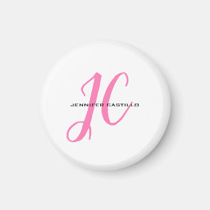 Professional Calligraphy Script Monogram Girly Magnet