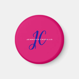 Professional Calligraphy Script Monogram Girly Magnet