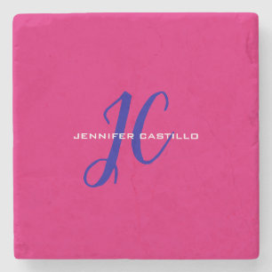 Professional Calligraphy Script Monogram Girly Stone Coaster