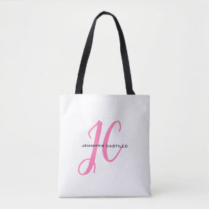 Professional Calligraphy Script Monogram Girly Tote Bag