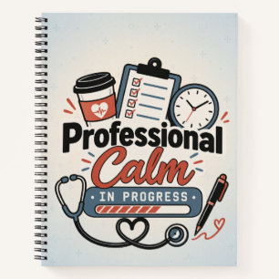 Professional Calm in Progress Funny Nurse Gift Notebook