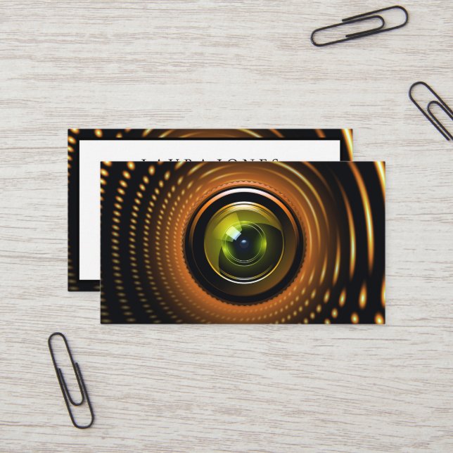 Professional Camera Lens Viewfinder Photography Business Card (Front/Back In Situ)