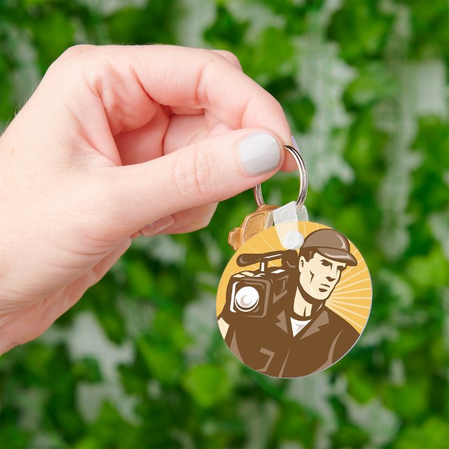 Professional Cameraman and Videographer Retro Key Ring (Creator Uploaded)