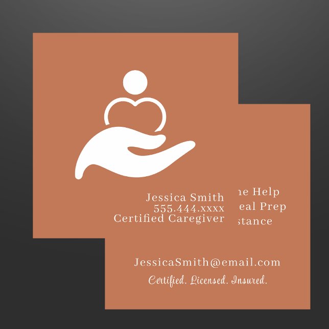 Professional Caregiver Home Help Aide Square Business Card (Creator Uploaded)