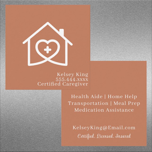 Professional Caregiver Home Help Square Business Card (Creator Uploaded)
